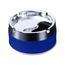 Cendrier de bureau rond pivotant avec couvercle – Cendrier de bureau bleu en PP