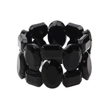 Bracelet de mariage en alliage extensible avec cristaux-Noir
