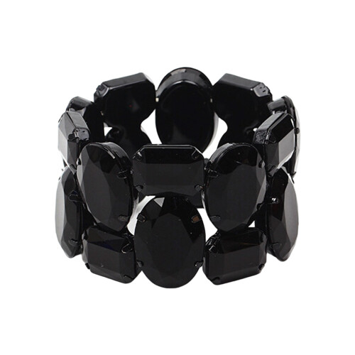 Modisches breites elastisches Armband mit mehrfarbigen-Schwarz