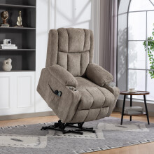 Recliner Chair for Seniors with Electric Lift, Massage & Heated, Light Brown