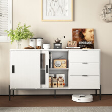 Credenza bianca moderna anta scorrevole vetro 3 cassetti ingresso cucina studio