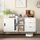 Weißer Sideboard mit Glasschiebetür & 3 Schubladen 1