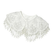 Trendy White Organza Detachable Collar Adorned With-55044