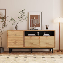 Credenza moderna legno 3 ante ripiani 160x35x76cm facile montaggio salvaspazio robusta