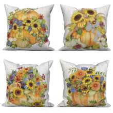 Set di 4 federe per cuscini Pbobriich a forma di zucca, 40x40 cm (16x16 pollici).