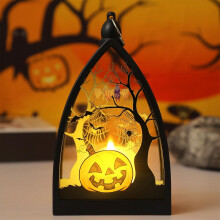 Halloween LED-kolmiolyhty kurpitsa arkku luuranko