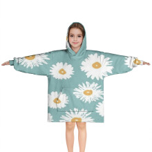 Tragbarer Deckenhoodie für Kinder – Oversized-Flanell, 6–13 Jahre