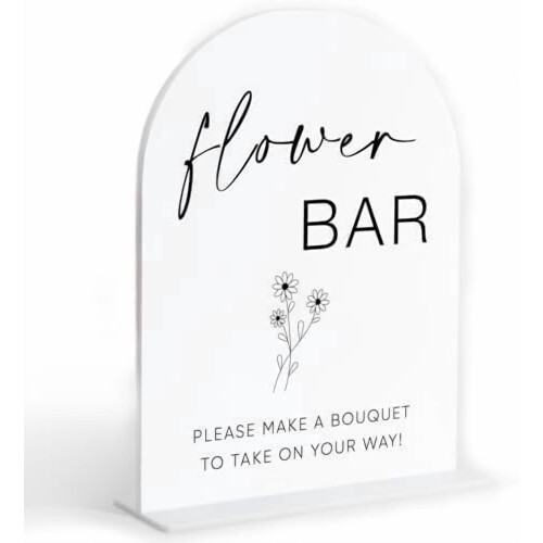 White Acrylic Arch Wedding Sign with Base – 6x8 in
