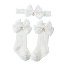 Ensemble bandeau et chaussettes tendance pour bébé fille,-Blanc