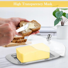 Butterdose aus Edelstahl mit Deckel und Griff, 250 g