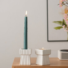Ceramic Candle Holder Square Column Design 8 cm White