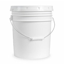 5-gallon hvite HDPE-bøtter med lokk og håndtak (sett med 6)