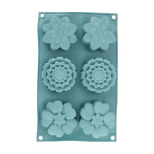 Silicone Flower Cake Mold – 6 Cavity Mini Border Design