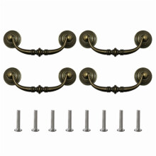 4 maniglie a goccia vintage in bronzo, lega di zinco, 13,8 cm