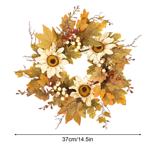 Foam Maple Leaf & Sunflower Wreath 40cm