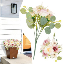 Artificial 7-Head Bridal Bouquet Light Pink