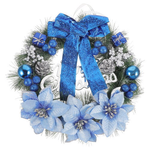 Christmas artificial pine wreath blue 30cm