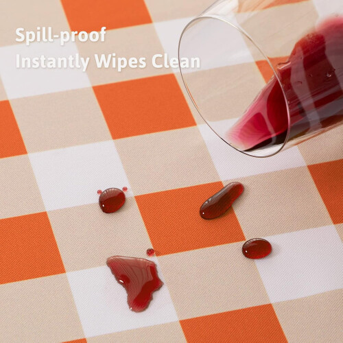 Buffalo Plaid Tablecloth 60x104 in Orange White 2