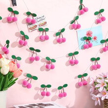 Ghirlanda decorativa di ciliegie in 3 pezzi - Frutta in peluche da appendere