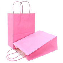 Bolsas de regalo de papel kraft rosa con asas (25 unidades)