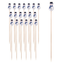 Cocktailspieße in Schneemannform aus Bambus, 13 cm, 20er-Packung