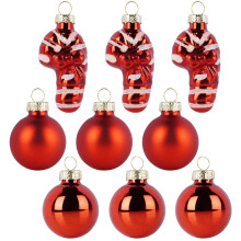 Rote Glas-Weihnachtskugeln, 3 cm, 9er-Set