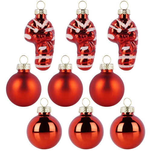 Rote Glas-Weihnachtskugeln, 3 cm, 9er-Set
