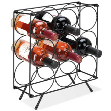 Weinregal aus Metall, schwarz - bietet Platz für 9 Flaschen, robust
