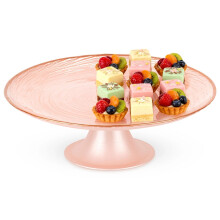Tortenständer aus Glas, rosa, 21 cm, erhöhter Sockel