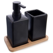 Badezimmer-Accessoire-Set, Schwarzer Dolomit, 3-teilig