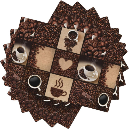 Leinen-Tischsets, 6er-Set – Kaffeefarben