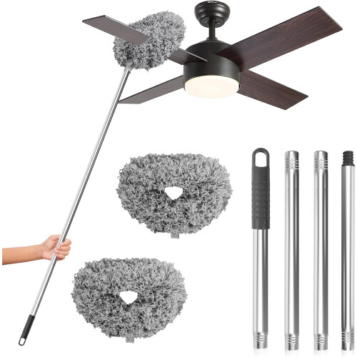 Spolverino in microfibra per ventilatore a soffitto con asta di prolunga da 33 a 122 cm.