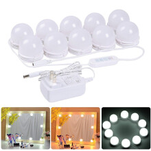 Hollywood-Schminkspiegelbeleuchtung – 10 LED-Lampen, 3 Farben