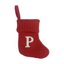 Mini Knit Christmas Stocking Ornament with Letter P