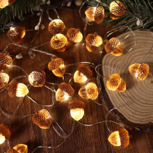 Guirnalda de luces LED 3D con forma de bellota y efecto centelleante, cable de cobre de 3 metros (10 pies), 30 LED.