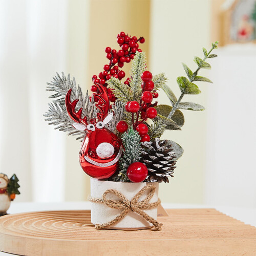 Mini Artificial Christmas Tree – Tabletop Potted Decor,