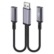 USB-auf-Typ-C/USB-Kabel, das-2 Typ-C-Buchse mit geradem Kopf