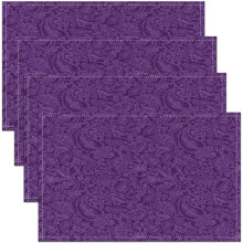 Vintage paarse placemats met paisleyprint, set van 4, 18x12 inch
