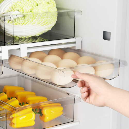 Organizzatore per uova e frutta trasparente a cassetto
