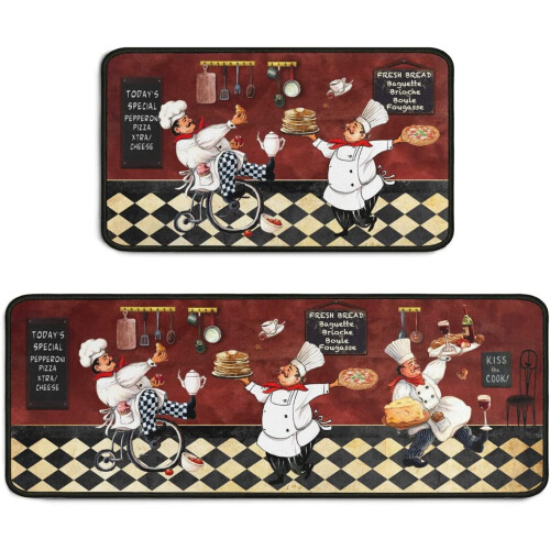 Σετ χαλάκια κουζίνας Vintage Fat Chef αντιολισθητικά 2 τεμάχια