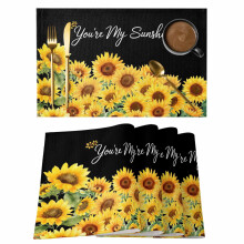Sunflower Placemats Set of 12, 13x19 in, Polyester