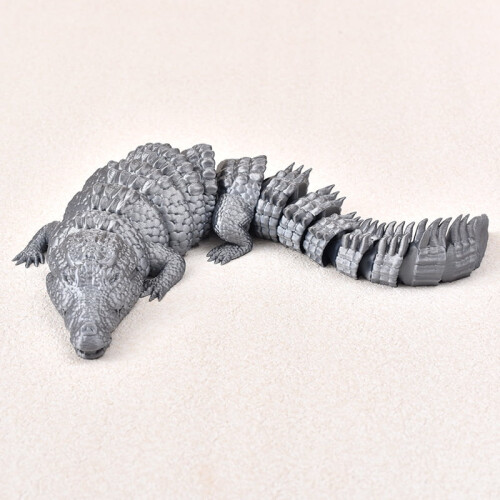 Gray 21 cm 3D Printed Crocodile Figurine