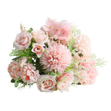 Roze kunstboeket met pioenrozen en hortensia's – 21 stelen