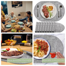 Leather Placemats 8-Pack Non-Slip Heat-Resistant Grey
