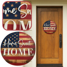 Wooden Patriotic Door Sign 11.8 in Round