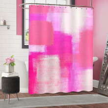 Lyserødt abstrakt ombre bruseforhæng, polyester, 1 stk.