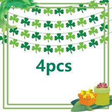 Felt Shamrock Garland 2.5m – Green & Light Green, 10-Piece