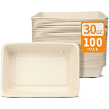 Verpakking van 100 ovale kommen van suikerrietvezel (28 fl oz)
