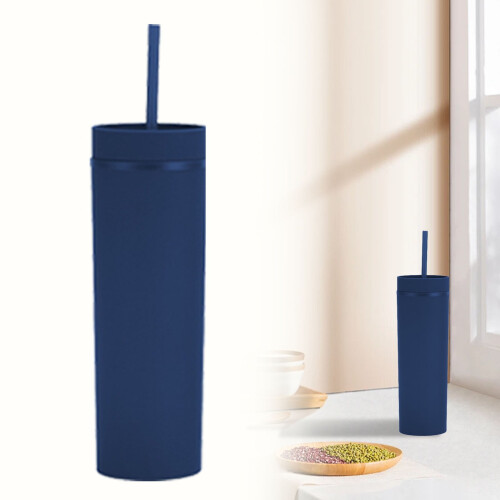 Bicchiere termico sottile a doppia parete in plastica da 473 ml (16 oz) con coperchio
