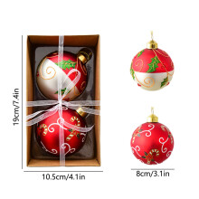 Red Glass Christmas Ornaments Set of 2, 8 cm
